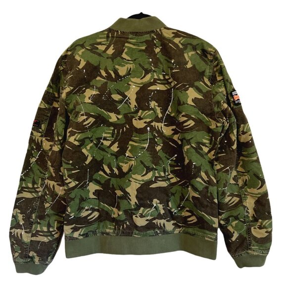 SUPERDRY Rookie Duty Splatter Bomber Jacket Size Large NWT - Picture 2 of 9